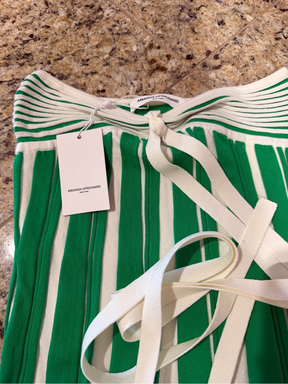 Amanda Uprichard Green & White Striped Halter Mini Dress - Picture 6 of 7